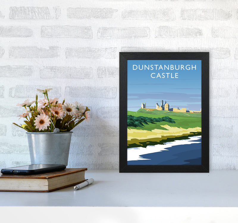 Dunstanburgh Castle portrait Travel Art Print by Richard O'Neill A4 White Frame