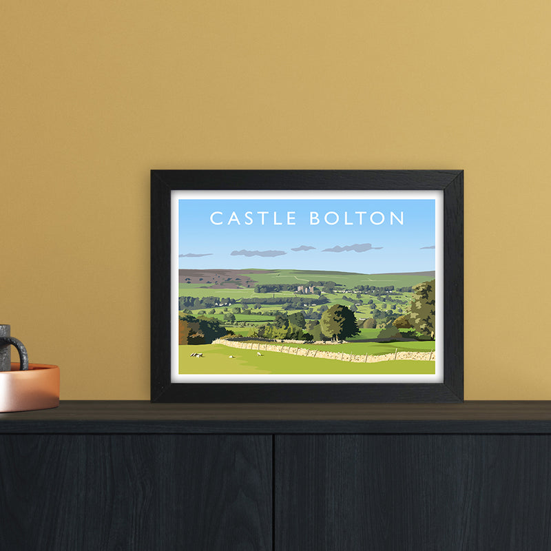 Castle Bolton Travel Art Print by Richard O'Neill A4 White Frame