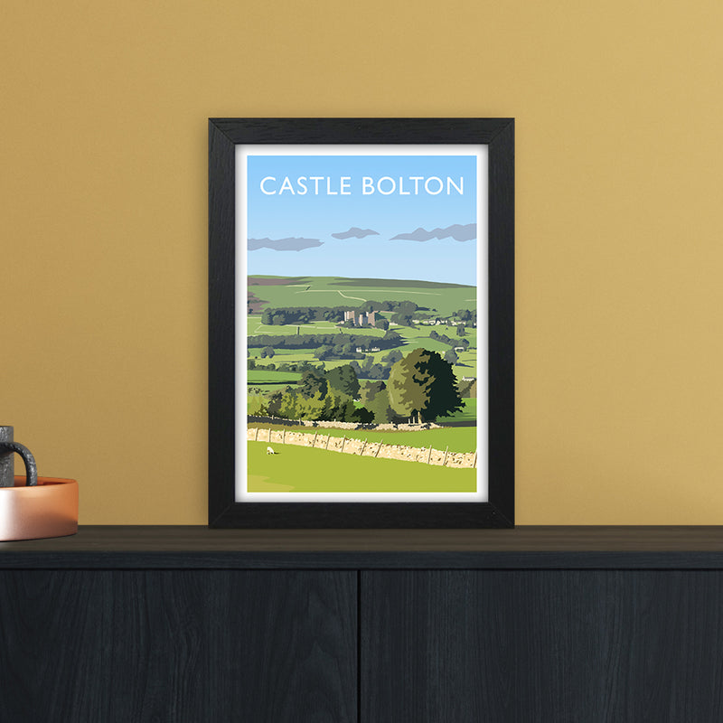 Castle Bolton Portrait Travel Art Print by Richard O'Neill A4 White Frame