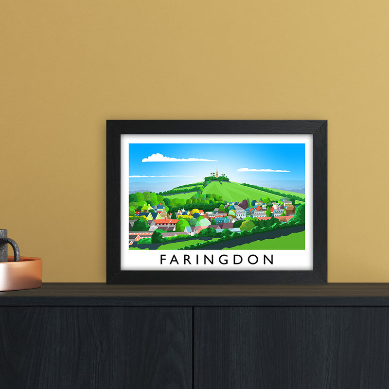 Faringdon Travel Art Print by Richard O'Neill A4 White Frame