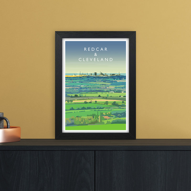 Redcar & Cleveland Travel Art Print by Richard O'Neill A4 White Frame