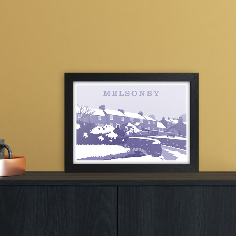 Melsonby (Snow) Travel Art Print by Richard O'Neill A4 White Frame