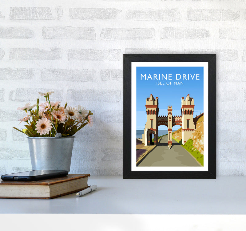Marine Drive portrait Travel Art Print by Richard O'Neill A4 White Frame