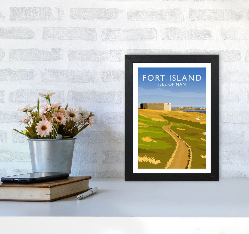 Fort Island portrait Travel Art Print by Richard O'Neill A4 White Frame