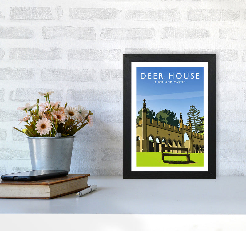 Deer House portrait Travel Art Print by Richard O'Neill A4 White Frame