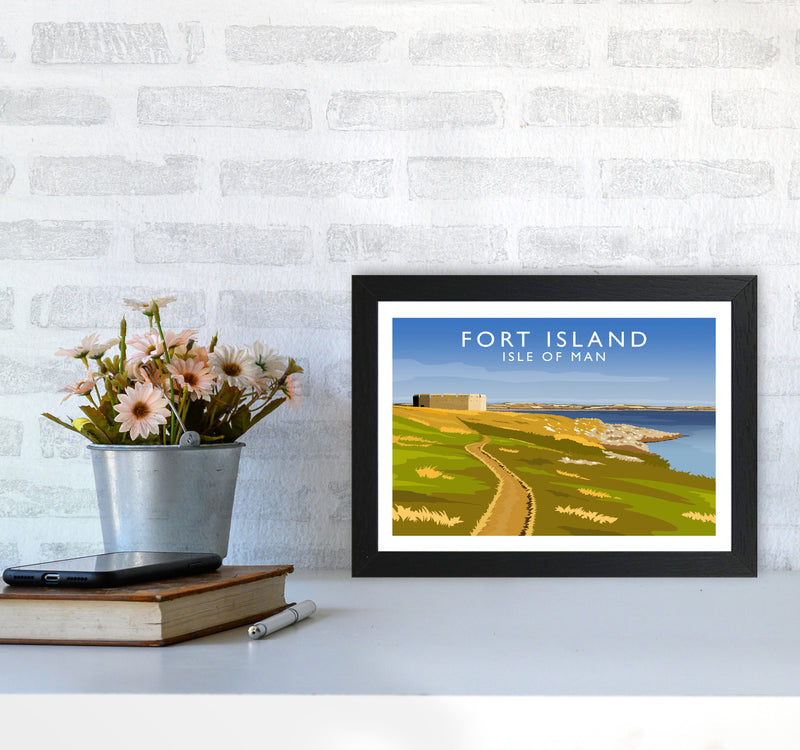 Fort Island Travel Art Print by Richard O'Neill A4 White Frame