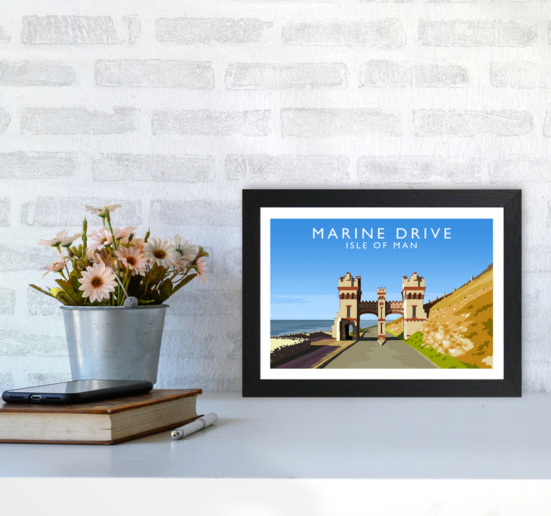 Marine Drive Travel Art Print by Richard O'Neill A4 White Frame