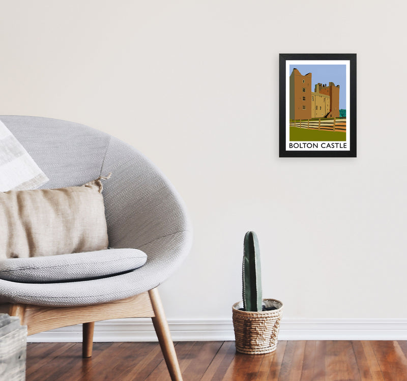 Bolton Castle Framed Digital Art Print by Richard O'Neill A4 White Frame