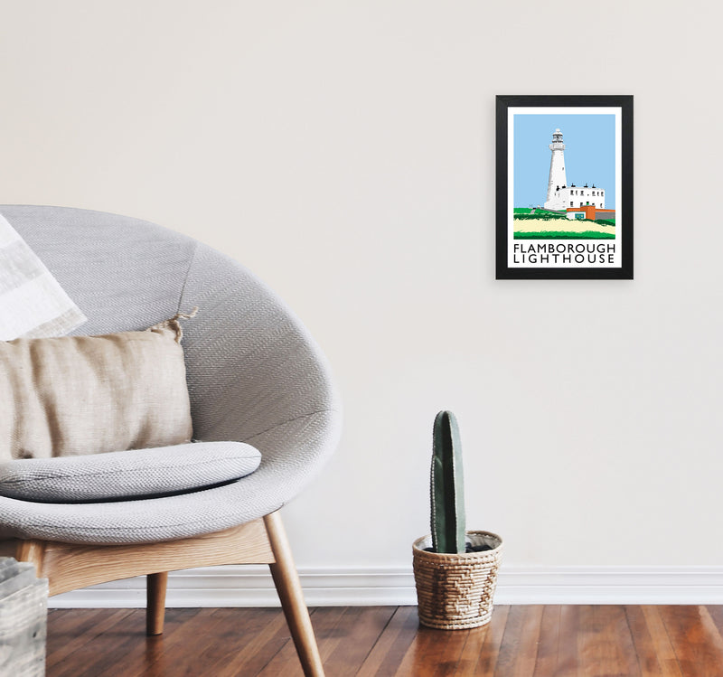 Flamborough Lighthouse Framed Digital Art Print by Richard O'Neill A4 White Frame
