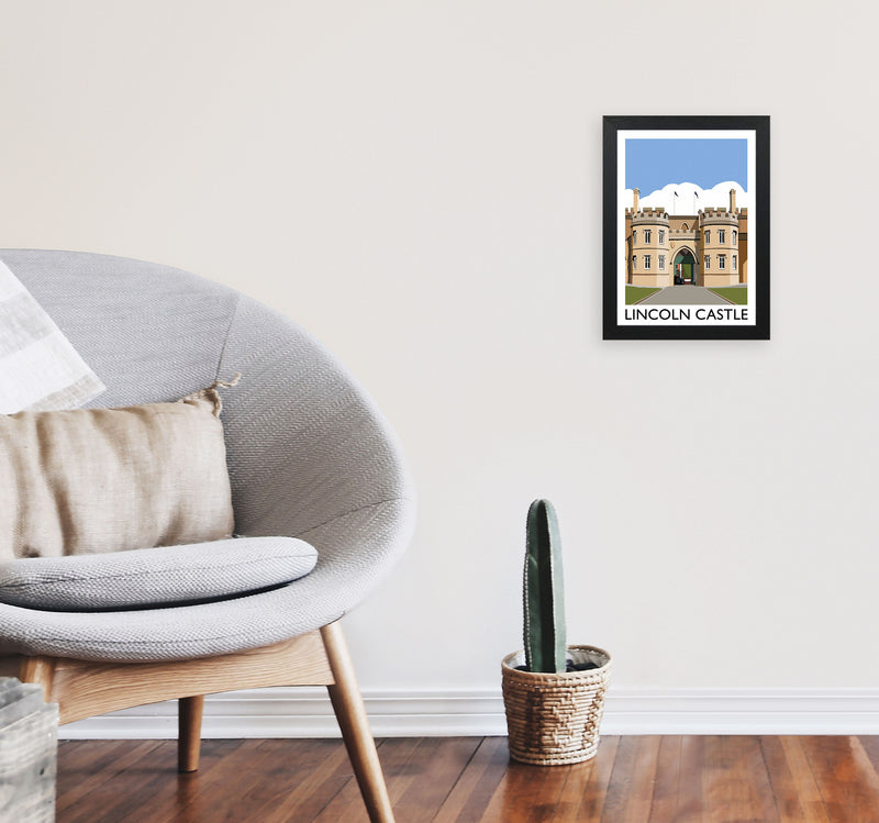 Lincoln Castle Framed Digital Art Print by Richard O'Neill A4 White Frame