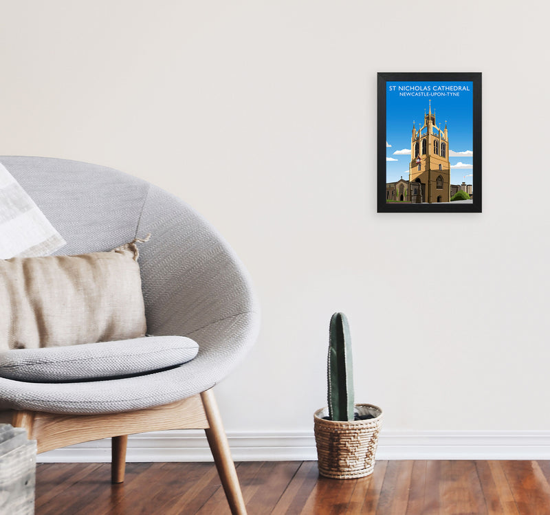 St Nicholas Cathedral Newcastle-Upon-Tyne, Art Print by Richard O'Neill A4 White Frame