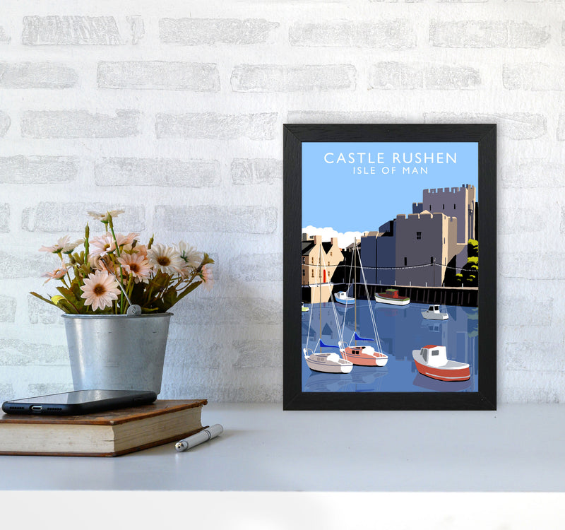 Castle Rushen by Richard O'Neill A4 White Frame