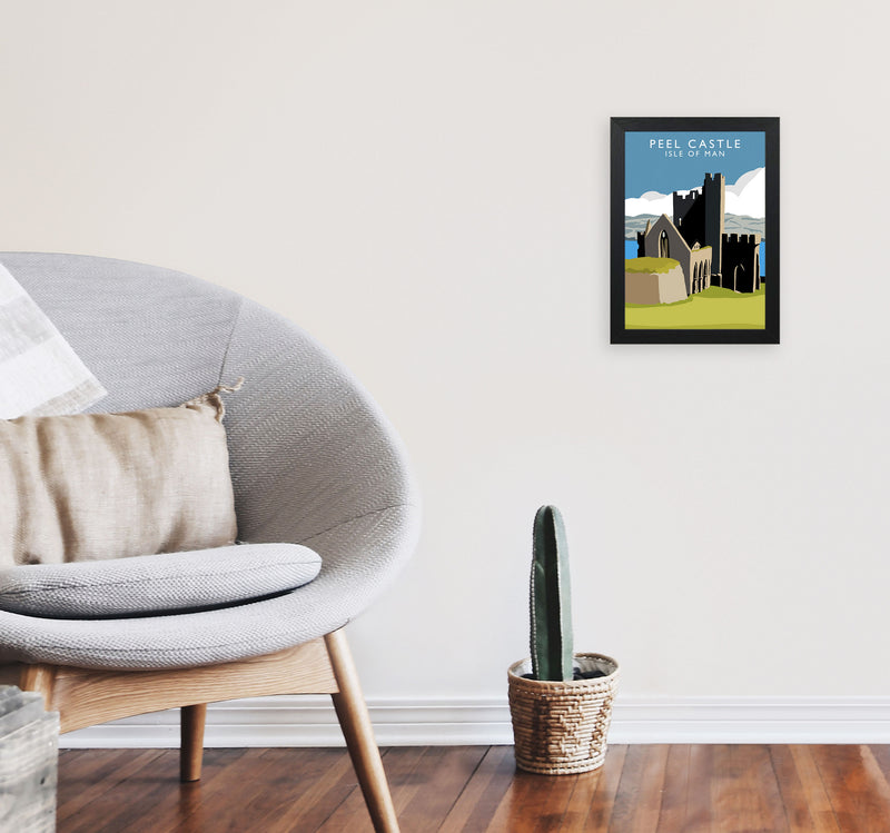 Peel Castle by Richard O'Neill A4 White Frame