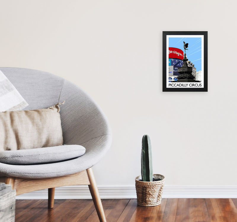 Piccadilly Circus London Art Print by Richard O'Neill A4 White Frame