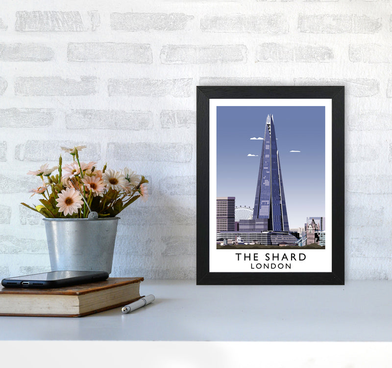 The Shard London Vintage Travel Art Poster by Richard O'Neill, Framed Wall Art Print, Cityscape, Landscape Art Gifts A4 White Frame