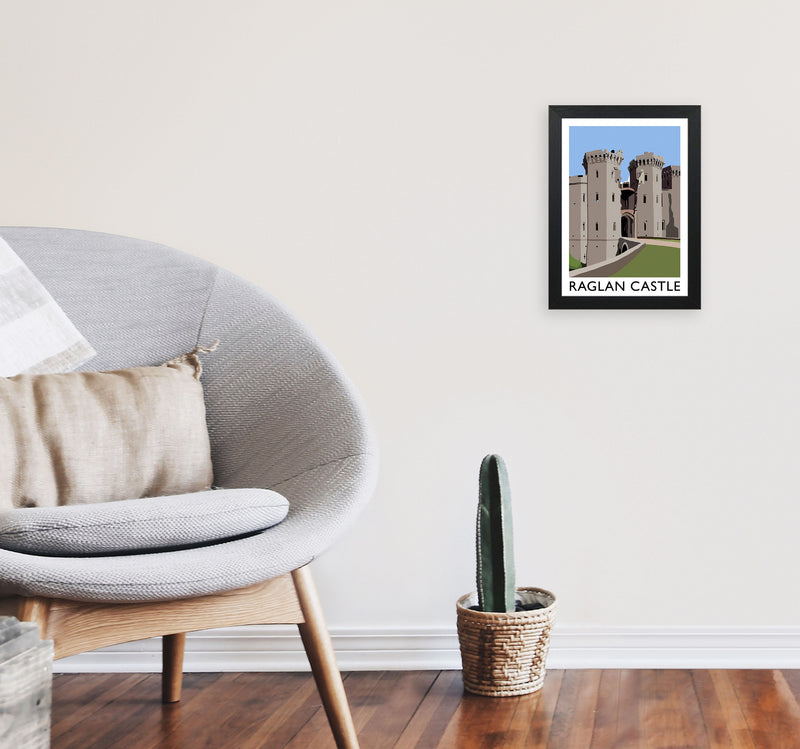 Raglan Castle by Richard O'Neill A4 White Frame