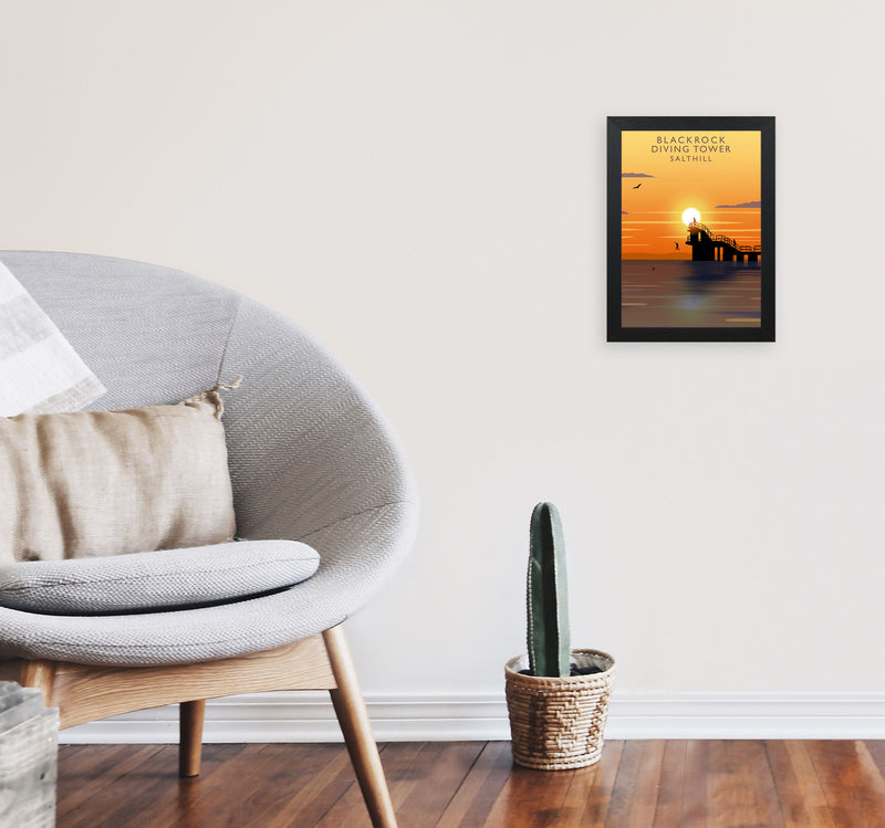 Blackrock Diving Tower (Sunset) (Portrait) by Richard O'Neill A4 White Frame