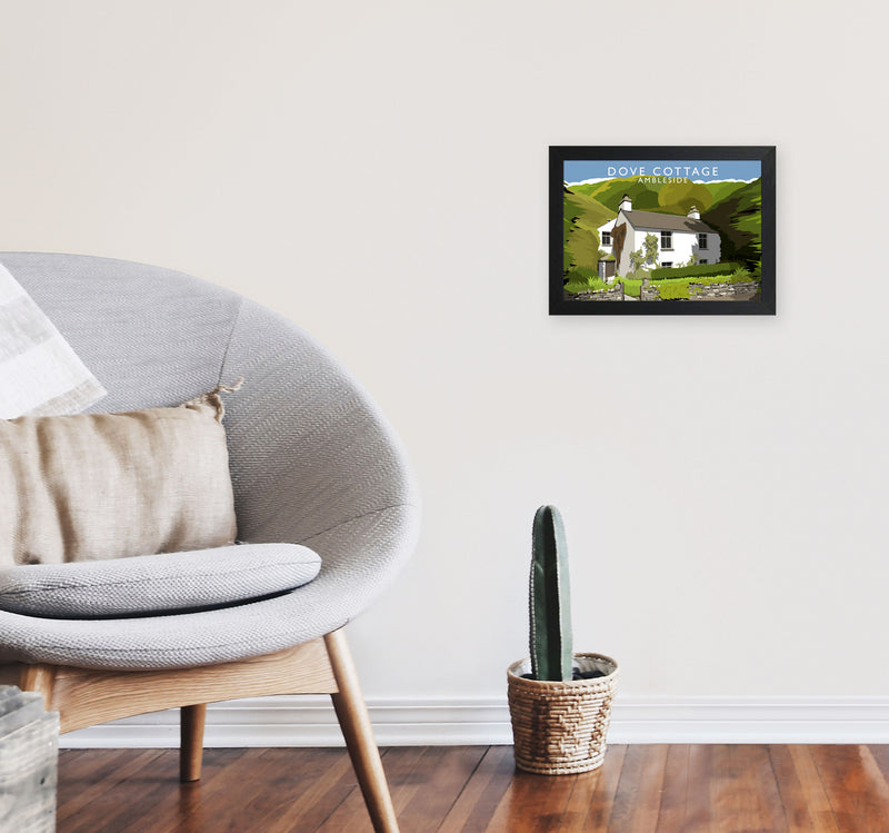 Dove Cottage (Landscape) by Richard O'Neill A4 White Frame