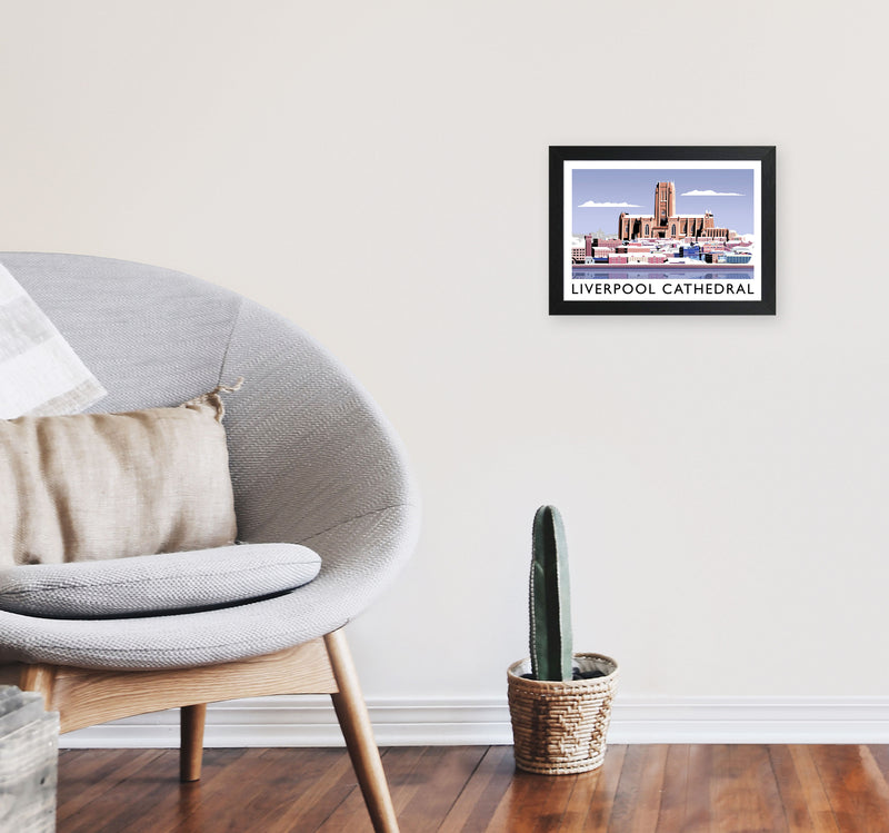 Liverpool Cathedral In Snow by Richard O'Neill A4 White Frame