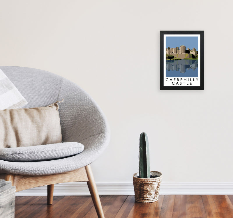 Caerphilly Castle Portrait by Richard O'Neill A4 White Frame