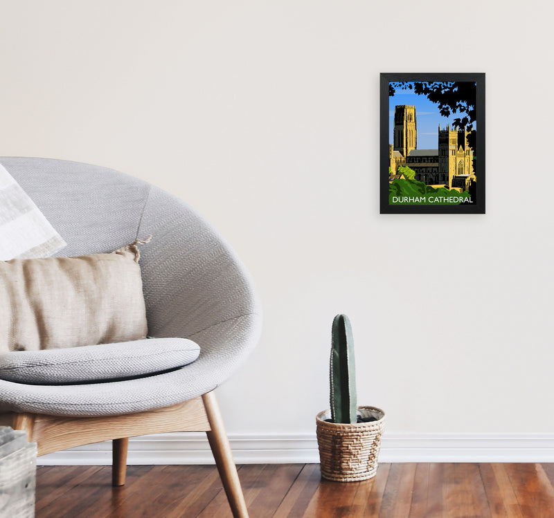 Durham Cathedral Portrait by Richard O'Neill A4 White Frame