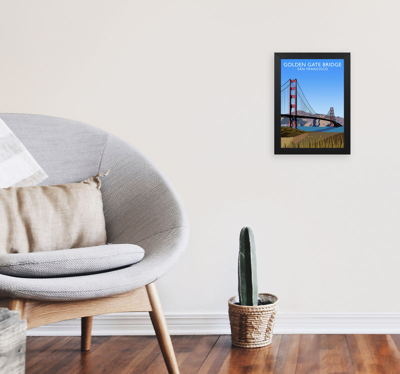 Golden Gate Bridge Portrait by Richard O'Neill A4 White Frame
