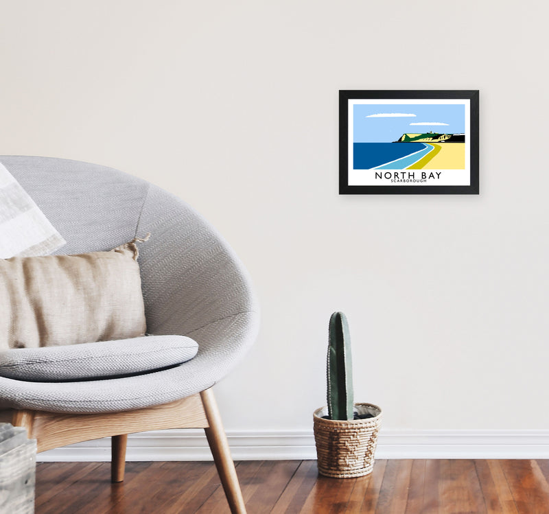 North Bay Scarborough Travel Art Print by Richard O'Neill, Framed Wall Art A4 White Frame