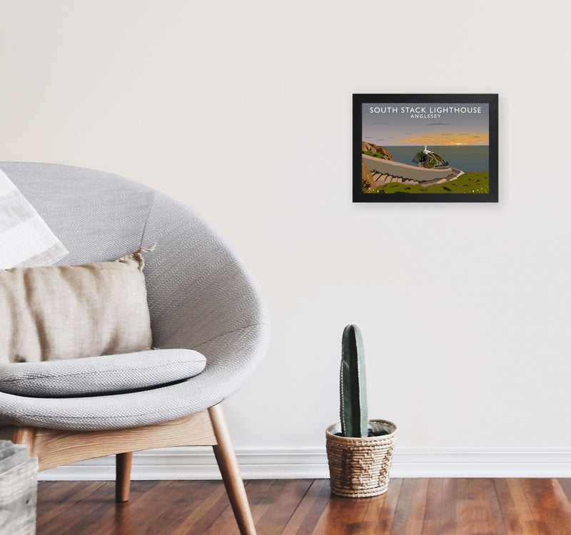 South Stack Lighthouse Anglesey Travel Art Print by Richard O'Neill A4 White Frame