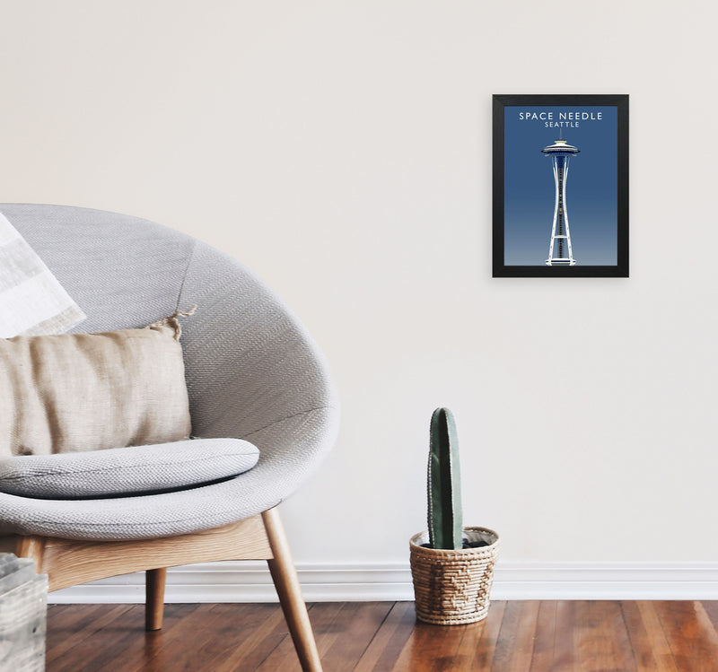 Space Needle Seattle Art Print by Richard O'Neill A4 White Frame