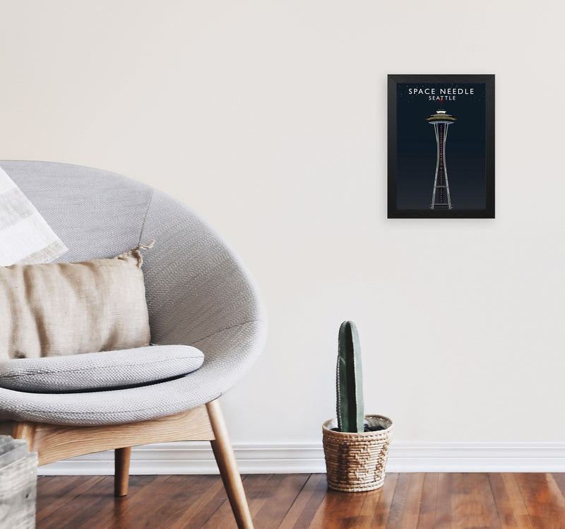 Space Needle Seattle Art Print by Richard O'Neill A4 White Frame