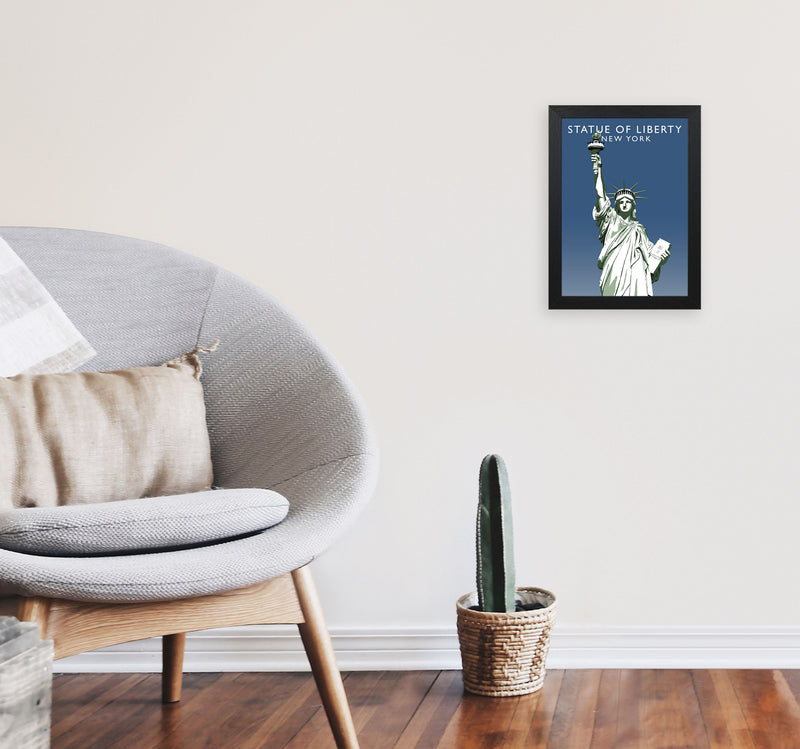 Statue of Liberty New York Art Print by Richard O'Neill A4 White Frame