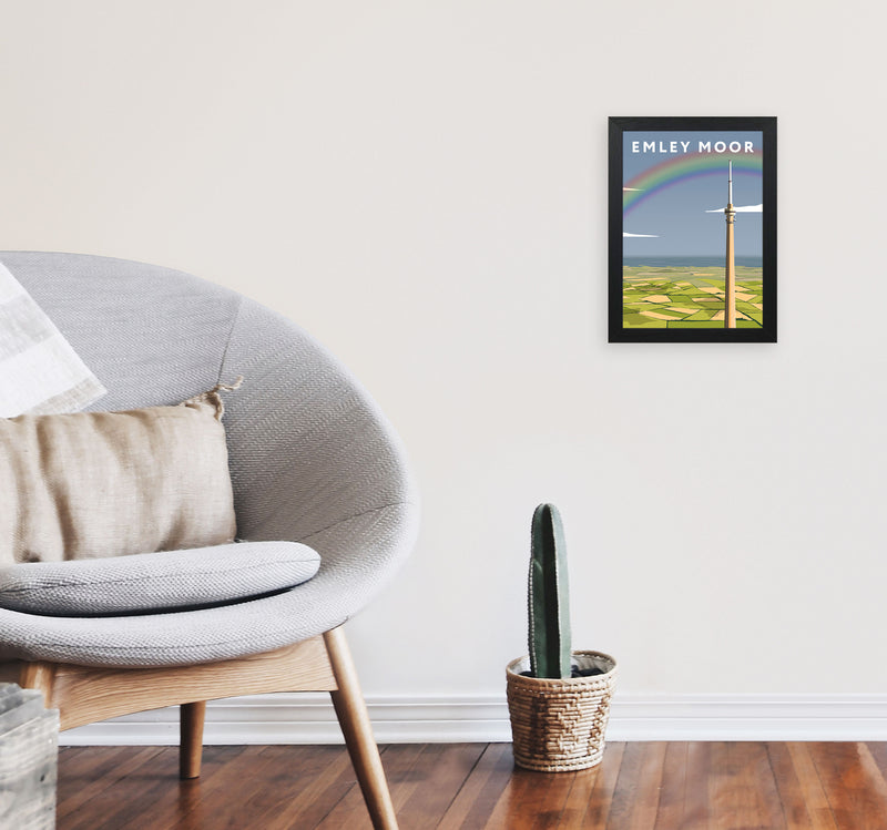 Emley Moor Portrait by Richard O'Neill A4 White Frame