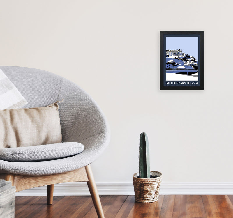 Saltburn-by-the-sea In Snow Portrait by Richard O'Neill A4 White Frame