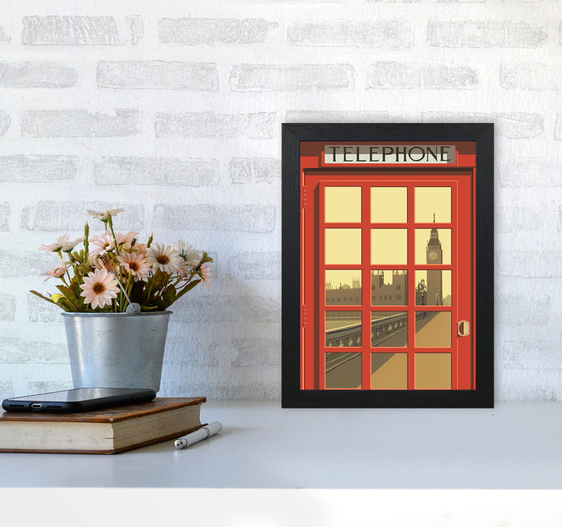London Telephone Box 5 by Richard O'Neill A4 White Frame