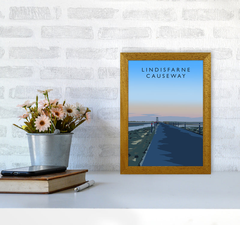 Lindisfarne Causeway portrait Travel Art Print by Richard O'Neill A4 Print Only