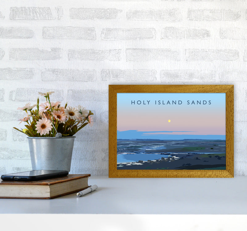Holy Island Sands Travel Art Print by Richard O'Neill A4 Print Only