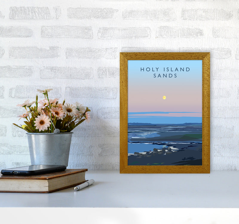 Holy Island Sands portrait Travel Art Print by Richard O'Neill A4 Print Only