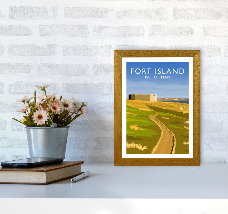 Fort Island portrait Travel Art Print by Richard O'Neill A4 Print Only