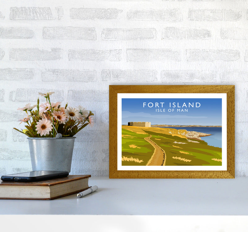 Fort Island Travel Art Print by Richard O'Neill A4 Print Only
