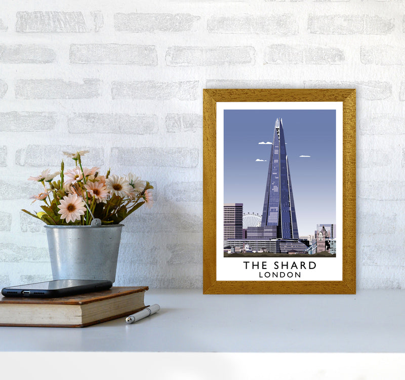 The Shard London Vintage Travel Art Poster by Richard O'Neill, Framed Wall Art Print, Cityscape, Landscape Art Gifts A4 Print Only