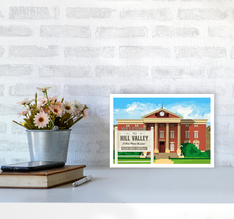Hill Valley 1955 Revised Art Print by Richard O'Neill A4 Black Frame