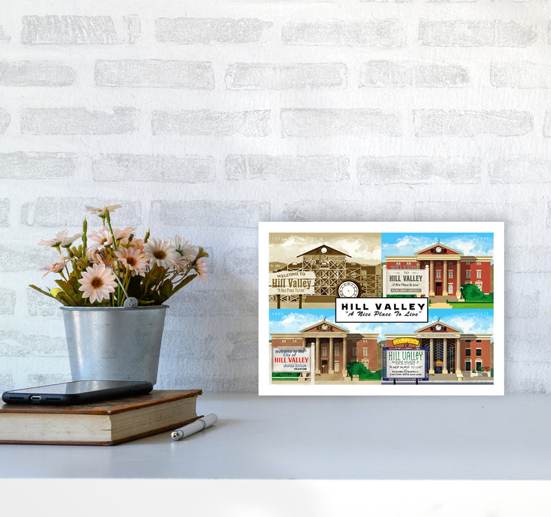 Hill Valley - A Nice Place To Live Art Print by Richard O'Neill A4 Black Frame