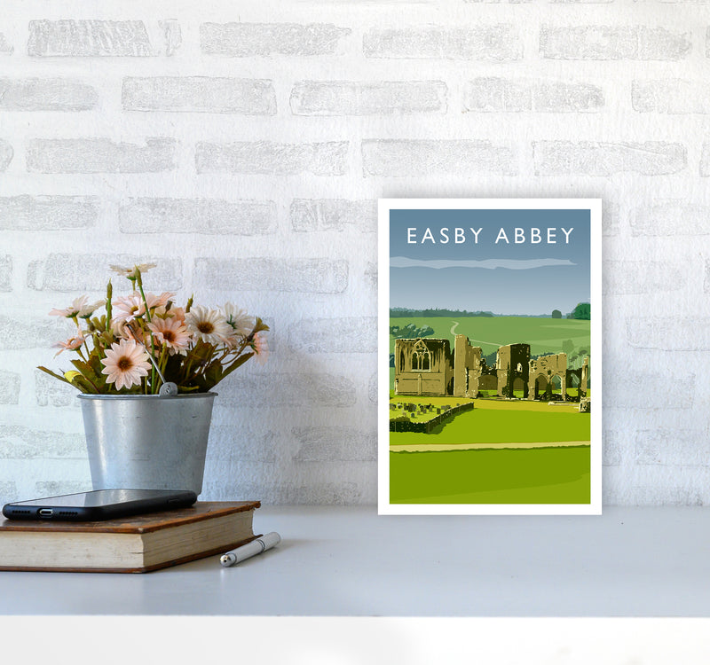 Easby Abbey Portrait Art Print by Richard O'Neill A4 Black Frame