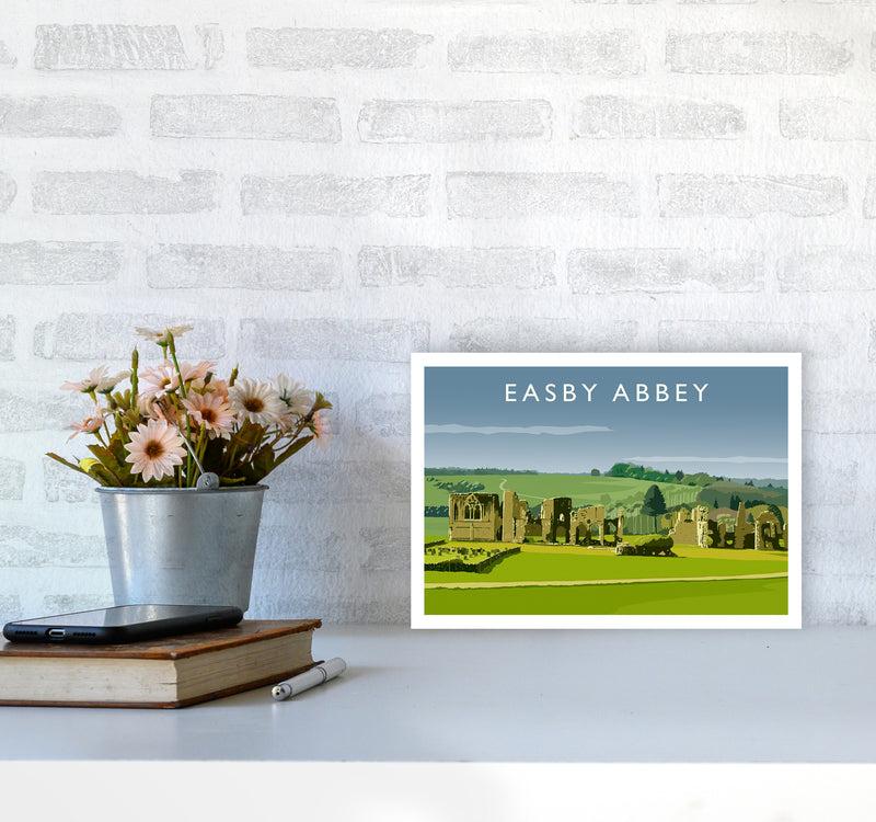 Easby Abbey Art Print by Richard O'Neill A4 Black Frame