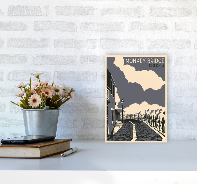 Monkey Bridge, Eccleshill Travel Art Print by Richard O'Neill A4 Black Frame