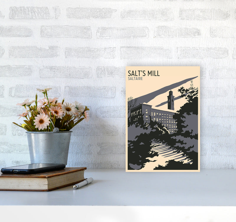 Salt's Mill, Saltaire Travel Art Print by Richard O'Neill A4 Black Frame