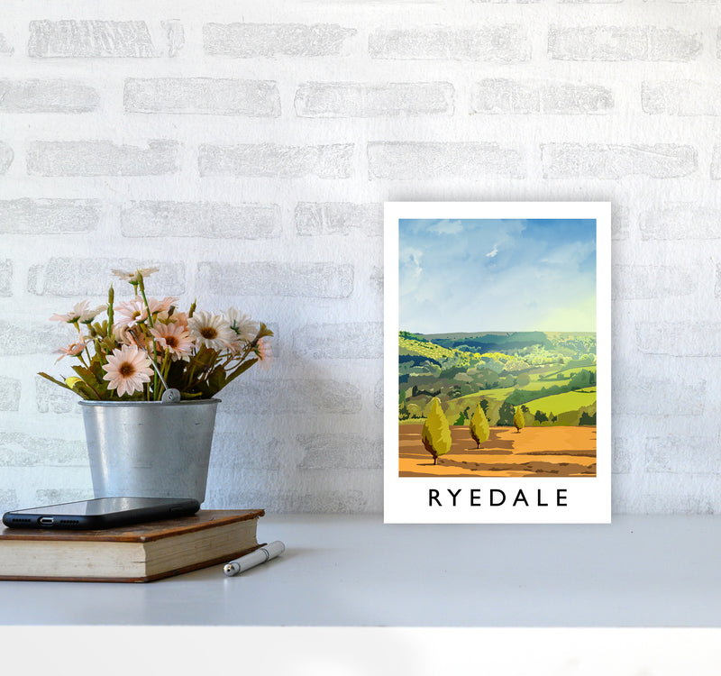 Ryedale portrait Travel Art Print by Richard O'Neill A4 Black Frame