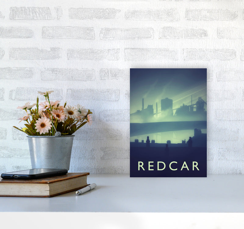 Redcar (night) portrait Travel Art Print by Richard O'Neill A4 Black Frame