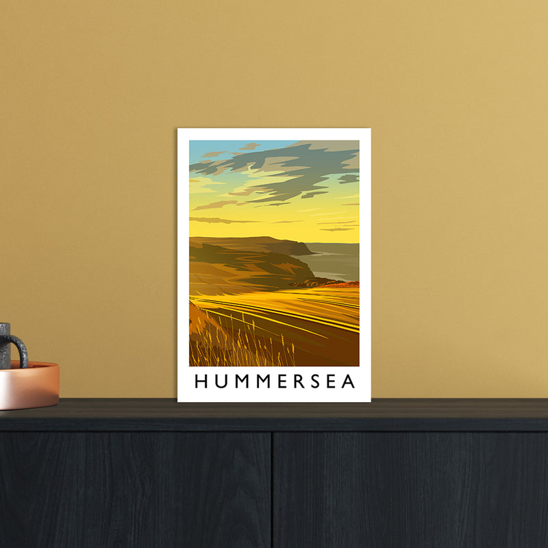 Hummersea Portrait Travel Art Print by Richard O'Neill A4 Black Frame