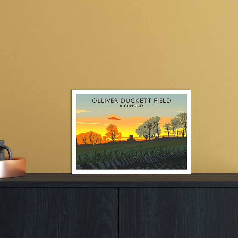 Olliver Duckett Field Travel Art Print by Richard O'Neill A4 Black Frame